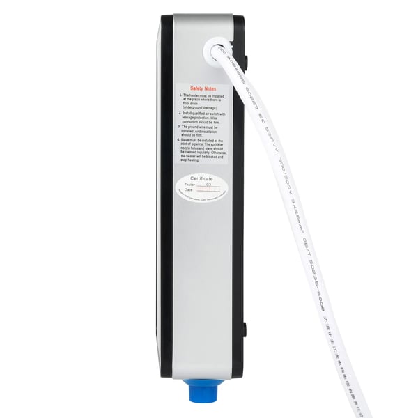 Elektrisk gennemstrømsvandvarmer - Brusesystem - 6500 W - 30–55 °C justerbar - IPX4 - 220 V/50 Hz - Rustfrit stål - Sort