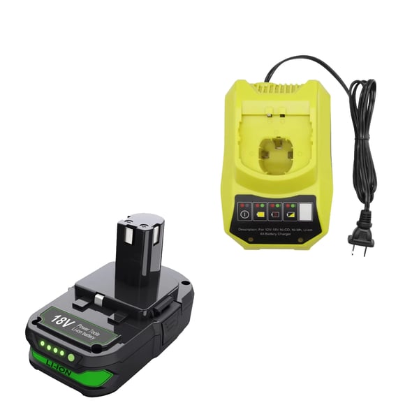 Ryobi One+ 18V - Akku + Laturi Sarja - Li‑ion 3000 mAh - Vara-akku P107 - 1x Akku 1x Laturi - Taivaansininen