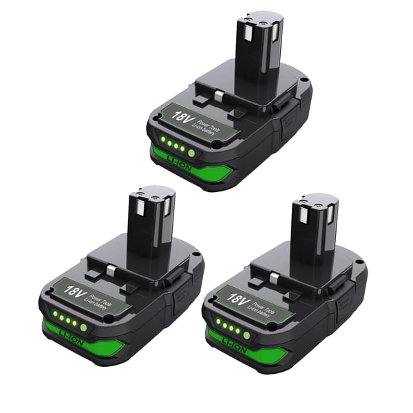 Vara-akut 3-pakkaus - 18V Li-ion - 3000mAh - Yhteensopiva P107 P108 RB18L50 - Sähkötyökaluihin - Beige