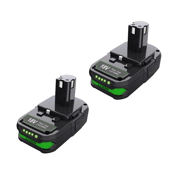 Vara-akku sähkötyökaluille - Li-ion 18V - Kaksipakkaus - Kapasiteetti 3000 mAh - Yhteensopiva P107/P108/RB18L50 - Harmaa