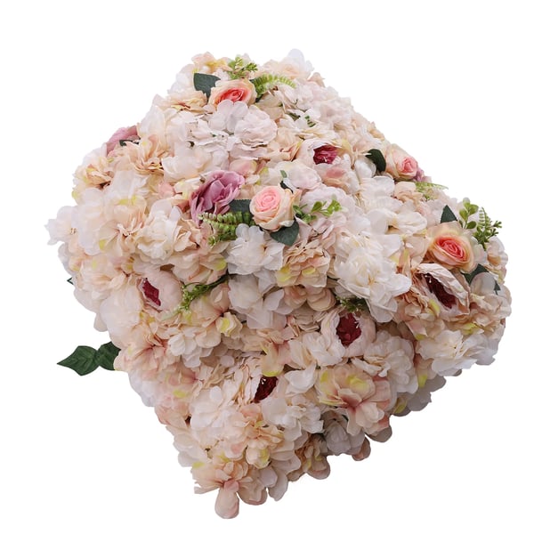 Blomstervæg med kunstige roser - Panelsæt - 6 stk - 60×40 cm pr. panel - Silkelignende stof & plast - Til bryllup, fest, fotoboks, hjem - Lyserød