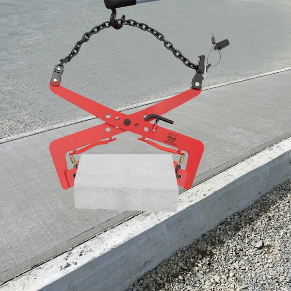 Stenløfteklemme - Sakse-mekanisme - 500 kg kapacitet - Justerbar åbning 33–70 cm - Legeret stål - Rød