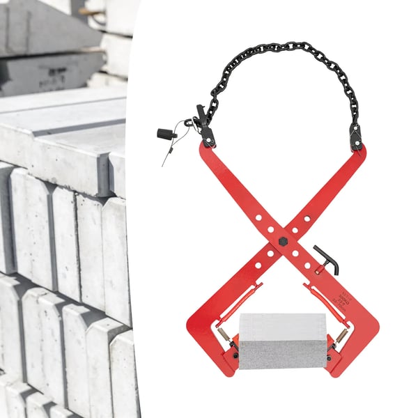 Stenløfteklemme - Sakse-mekanisme - 500 kg kapacitet - Justerbar åbning 33–70 cm - Legeret stål - Rød