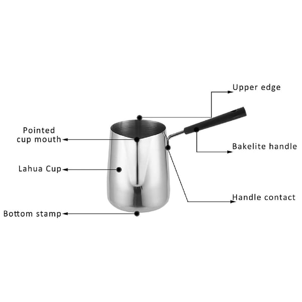 Vokssmeltegryde - Metalkande - Bakelit-håndtag - Til lys- & sæbefremstilling - Mælkeskummer til kaffe/latte - Lysegrå