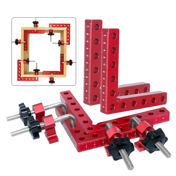 Vinkelklemme - 90° L-form hjørneklemme - Aluminiumlegering - Retvinklet positionering - Træbearbejdning - Kombinationssæt