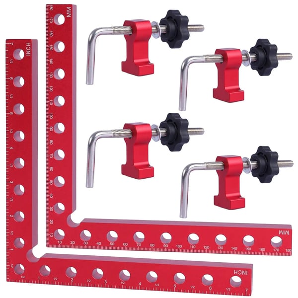 Vinkelklemme - 90° L-form hjørneklemme - Aluminiumlegering - Retvinklet positionering - Træbearbejdning - Kombinationssæt