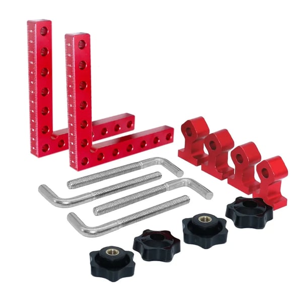 Vinkelklemme - 90° L-form hjørneklemme - Aluminiumlegering - Retvinklet positionering - Træbearbejdning - Kombinationssæt