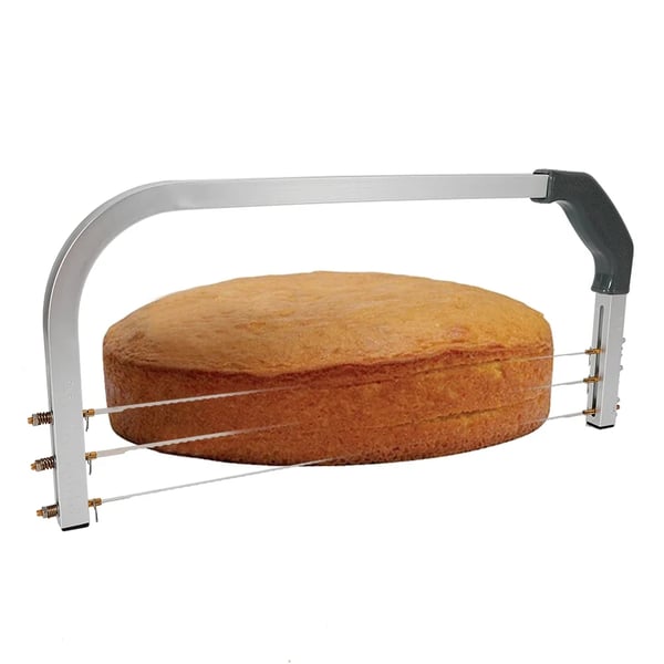 Kagebundsdeler - Kageskærer - Bredde 53 cm - Tre Savtakkede Tråde - Justerbar Højde - Rustfrit Stål