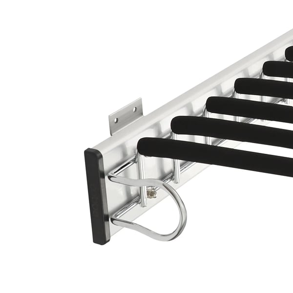 Bukseholder til garderobe - Udtrækkeligt bukseophæng - 9 Stænger - Venstremontering - Vægmontering - 46×32,5 cm - Max 16 kg - Sort