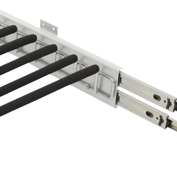 Bukseholder til garderobe - Udtrækkeligt bukseophæng - 9 Stænger - Venstremontering - Vægmontering - 46×32,5 cm - Max 16 kg - Sort