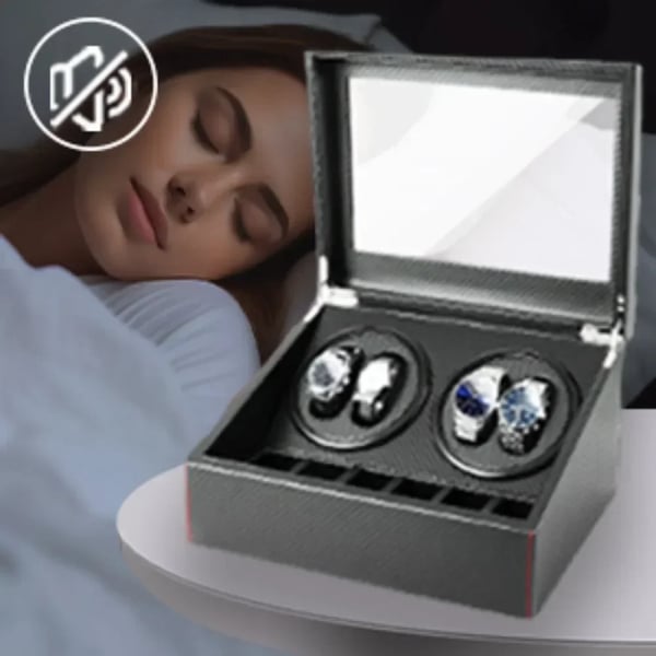 Watch Winder - 4+6 Pladser - Automatisk - Til Automatiske Ure - MDF + PU + Metal - AC 100–240V - Sort