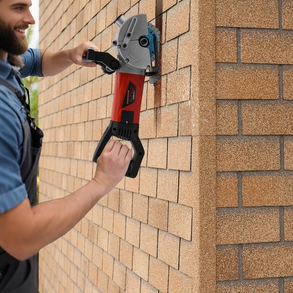 Vægfræser/Rilleskærer - Murfræser - 2800 W - 125 mm klinge - 7000 o/min - Rilledybde 36 mm - 5 diamantklinger - 220 V EU-stik - Sort/Rød