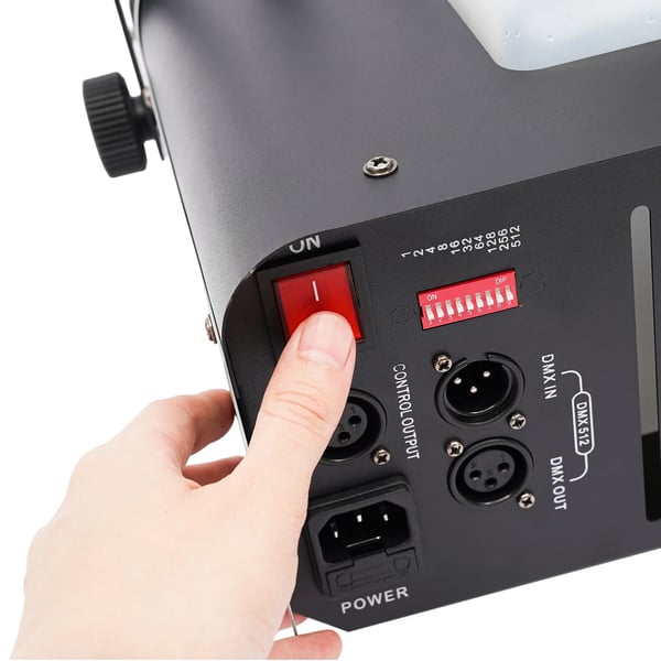 Røgmaskine - 3-i-1 RGB LED - 1500 W - Trådløs fjernbetjening - DMX - 220 V EU-stik - Sort