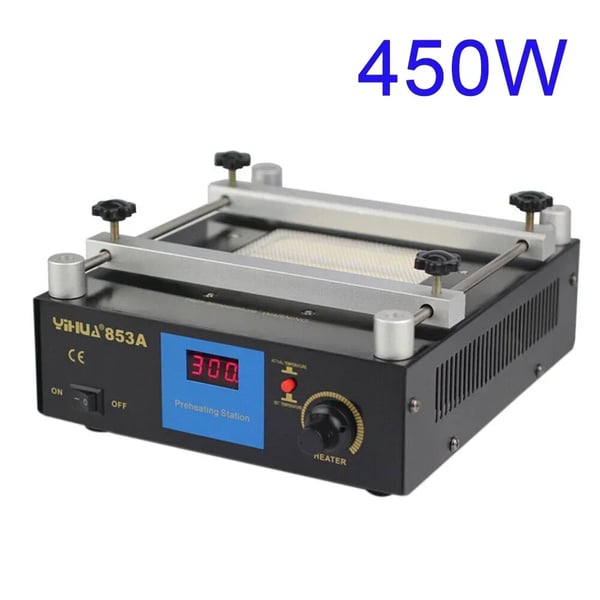 Elektrisk forvarmeplade til lodning - 853A IR-forvarmer - 50–400°C - LCD-skærm - 220V - Mål 25×22×9 cm - Sort