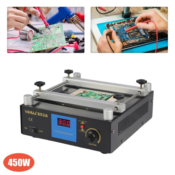 Elektrisk forvarmeplade til lodning - 853A IR-forvarmer - 50–400°C - LCD-skærm - 220V - Mål 25×22×9 cm - Sort