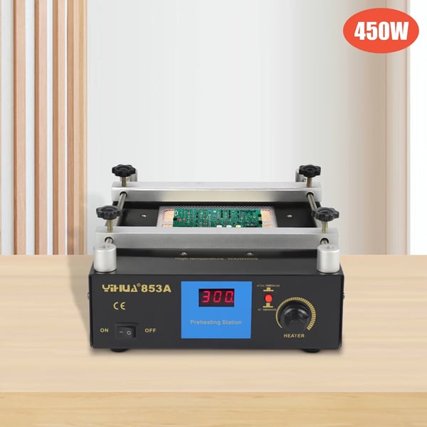 Elektrisk forvarmeplade til lodning - 853A IR-forvarmer - 50–400°C - LCD-skærm - 220V - Mål 25×22×9 cm - Sort