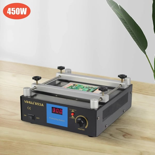 Elektrisk forvarmeplade til lodning - 853A IR-forvarmer - 50–400°C - LCD-skærm - 220V - Mål 25×22×9 cm - Sort