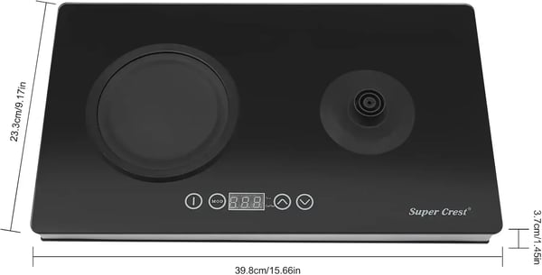 Tebrygger - Elkedel - 1800 W - 3,0 l - Temperaturindstilling - Glas - LCD-display - Touch og knapper - Sort