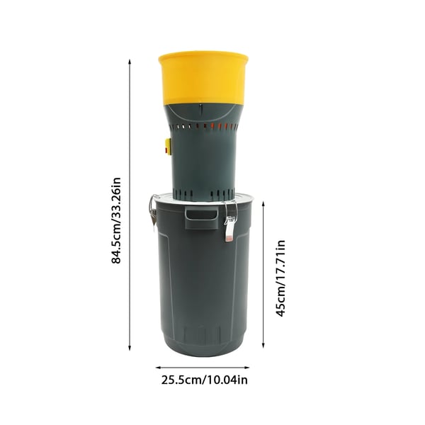 Elektrisk Kornkværn - Foderknuser og Kværn - 5 Sold - 25 L Spand - Til Hvede, Byg, Majs, Havre - Sort