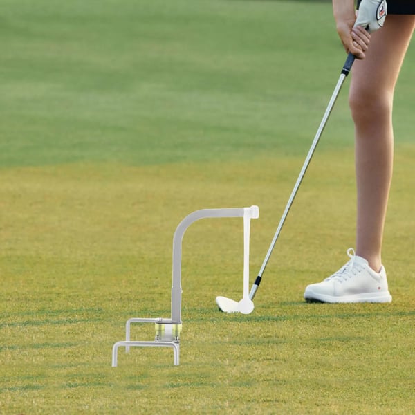 Golf svingtræner - Træningshjælp - 5 niveauer højde 44–49 cm - Til venstre/højrehåndede - Bærbar - Rustfrit stål, jern, TPU - Sølv