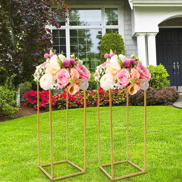 Blomsterstativ - Set om 2 - 25×25×60 cm - Stabil Fyrkantig Bas - Hög Bärförmåga - Återanvändbara - För Bröllop & Fester