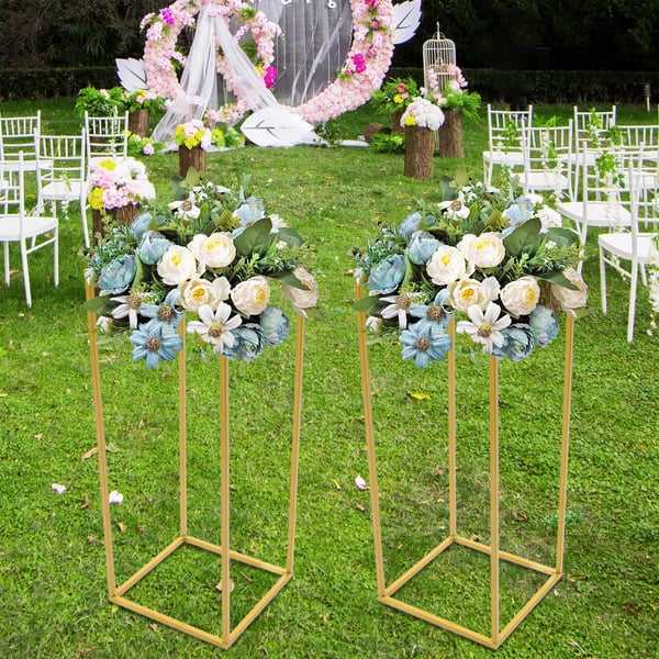 Blomsterstativ - Set om 2 - 25×25×60 cm - Stabil Fyrkantig Bas - Hög Bärförmåga - Återanvändbara - För Bröllop & Fester