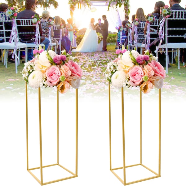 Blomsterstativ - Set om 2 - 25×25×60 cm - Stabil Fyrkantig Bas - Hög Bärförmåga - Återanvändbara - För Bröllop & Fester