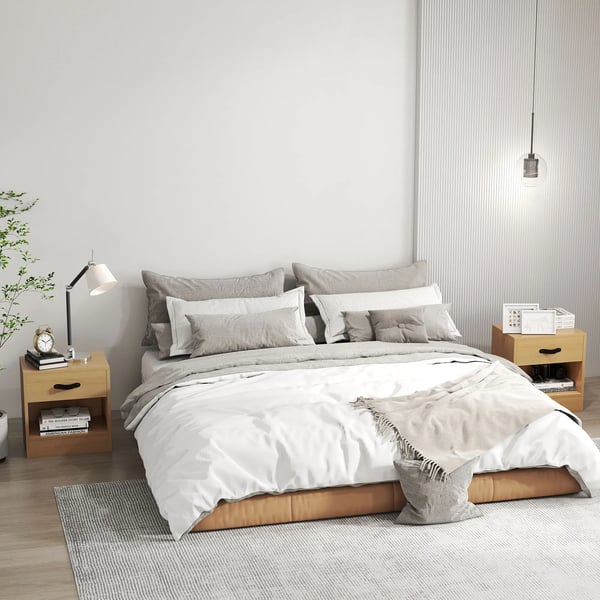Sängbord 2-pack - Nattduksbord - Smal design - Låda & öppet fack - 39×28×41 cm - Vit