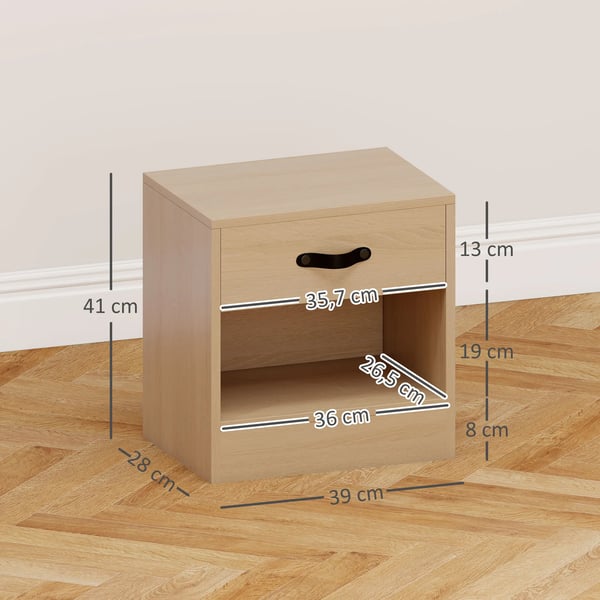 Sängbord 2-pack - Nattduksbord - Smal design - Låda & öppet fack - 39×28×41 cm - Vit