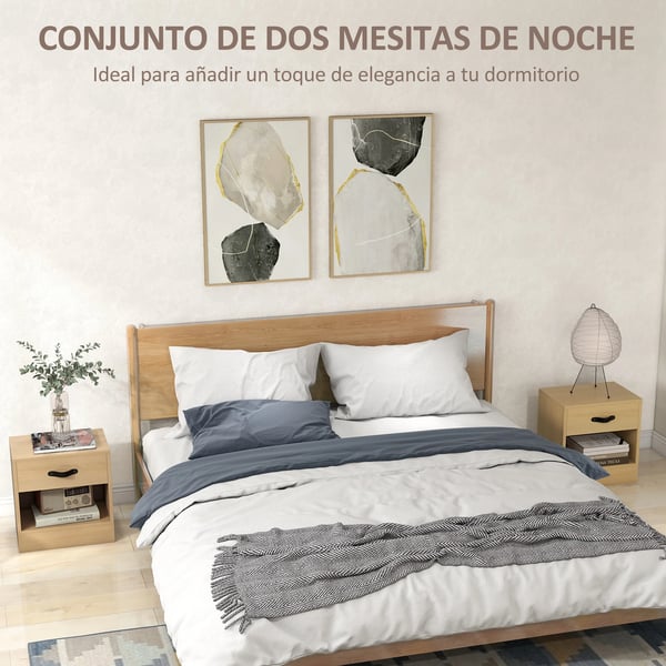 Sängbord 2-pack - Nattduksbord - Smal design - Låda & öppet fack - 39×28×41 cm - Vit