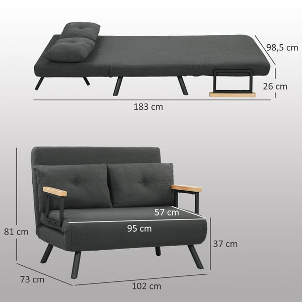 Vardagsrumssoffa - Bäddsoffa - Modern minimalistisk design - Träram - Klädsel i blandtyg - Khaki