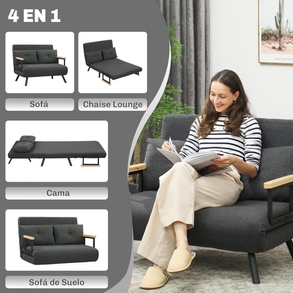 Vardagsrumssoffa - Bäddsoffa - Modern minimalistisk design - Träram - Klädsel i blandtyg - Khaki