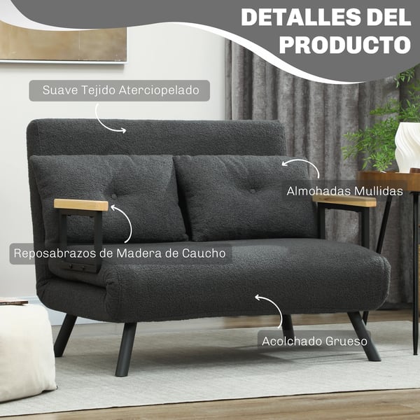 Vardagsrumssoffa - Bäddsoffa - Modern minimalistisk design - Träram - Klädsel i blandtyg - Khaki
