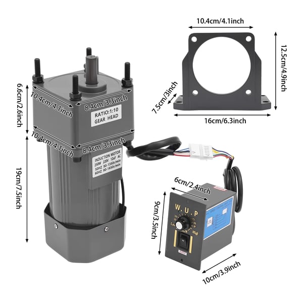AC gearmotor med regulator - 250 W - 208–240 V - 135 rpm - IE4 - Aluminiumhus, stålgear, kobbervikling