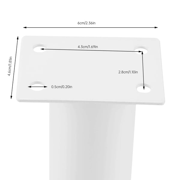 Sæt med 4 møbelben - Justerbare ben - 18–32 cm højde - Koldvalset stål, gummi - Belastning 100 kg - Hvid