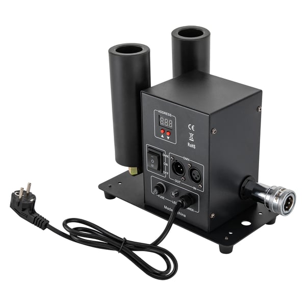 CO₂ Jetmaskine - DMX Sceneeffekt - 150W - Dobbelt justerbare dyser - Selvstændig installation - 220 V EU-stik - Sort