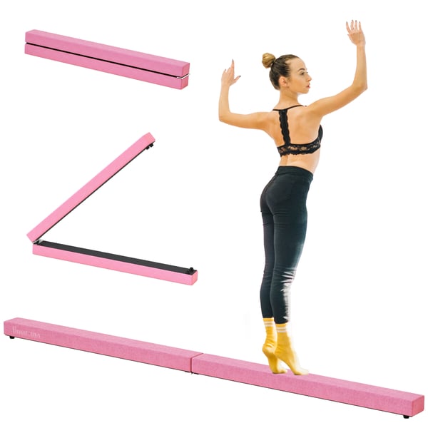 Gymnastik balansbom - Fällbar 210 cm - Hemmaträning - För barn & nybörjare - Artistisk gymnastik - Rosa