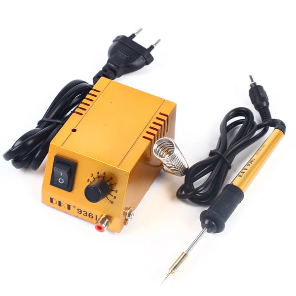 Mini loddekolbestation - 12V lavspænding - Justerbar 50–450°C - 10-trins temperaturkontrol - Til elektronik, telefon & PC-reparation - Guld