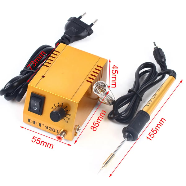 Mini loddekolbestation - 12V lavspænding - Justerbar 50–450°C - 10-trins temperaturkontrol - Til elektronik, telefon & PC-reparation - Guld