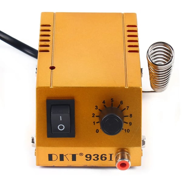 Mini loddekolbestation - 12V lavspænding - Justerbar 50–450°C - 10-trins temperaturkontrol - Til elektronik, telefon & PC-reparation - Guld
