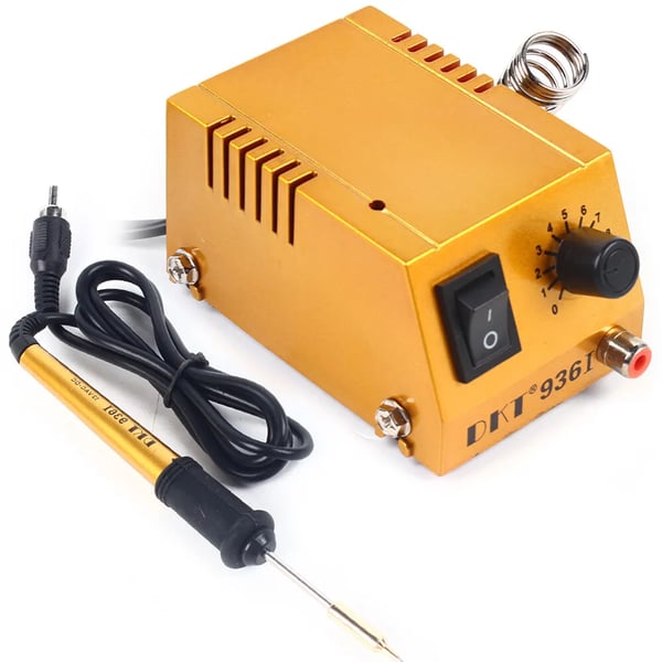 Mini loddekolbestation - 12V lavspænding - Justerbar 50–450°C - 10-trins temperaturkontrol - Til elektronik, telefon & PC-reparation - Guld