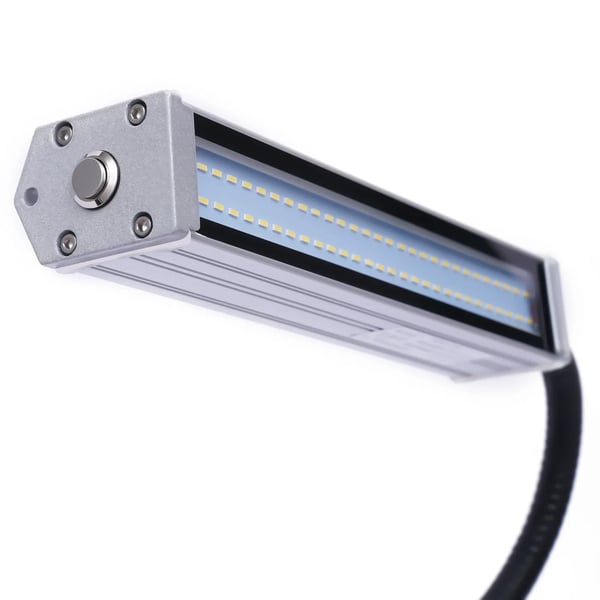LED maskinlampe - CNC arbejdslampe - Magnetfod - Fleksibel arm - Vandtæt - 10 W - 220 V DC - Drejeknap - Sort