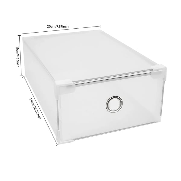 Sko opbevaring - Skokasser 20-pak - Stabelbare og gennemsigtige - 31×20×11 cm - Passer op til str. 40 - PP + jern - Hvid