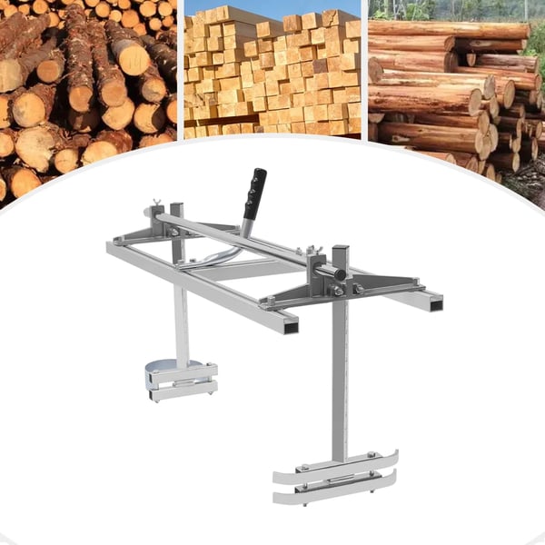 Transportabelt savværk til kædesav - Til sværd 35–91 cm - Snittykkelse 1,2–30 cm - Maks. skærebredde 80 cm - Justerbar - Aluminium - Sølv