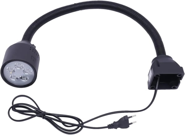 Maskinlampe til drejebænk/CNC - LED Arbejdslys - 5 W - AC 110–220 V - Fleksibel Arm - Justerbart Beslag - Sort
