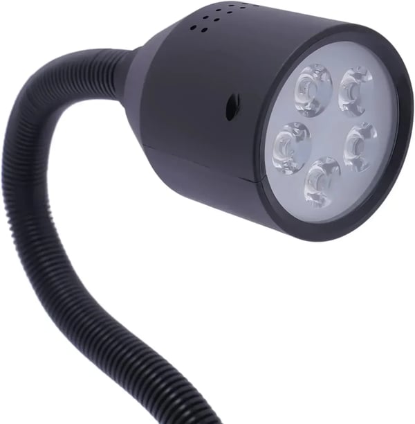 Maskinlampe til drejebænk/CNC - LED Arbejdslys - 5 W - AC 110–220 V - Fleksibel Arm - Justerbart Beslag - Sort