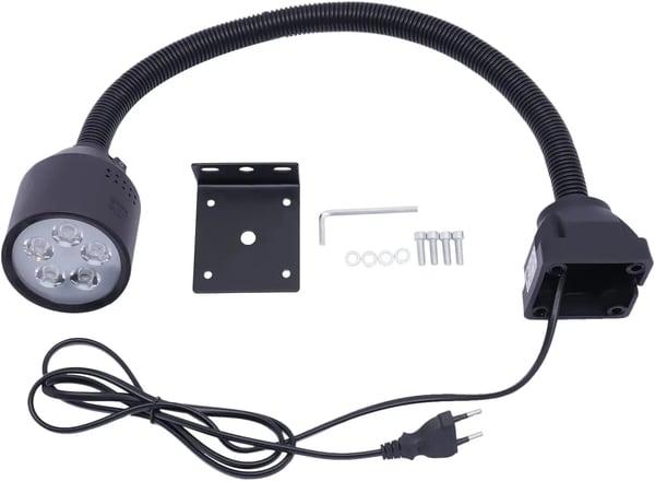 Maskinlampe til drejebænk/CNC - LED Arbejdslys - 5 W - AC 110–220 V - Fleksibel Arm - Justerbart Beslag - Sort