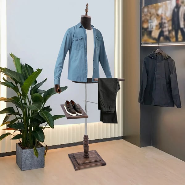 Herre mannequin - Helkrops udstillingsdukke - Med arme - Buksestang & skostativ - Plast - Til butik & udstillingsvindue