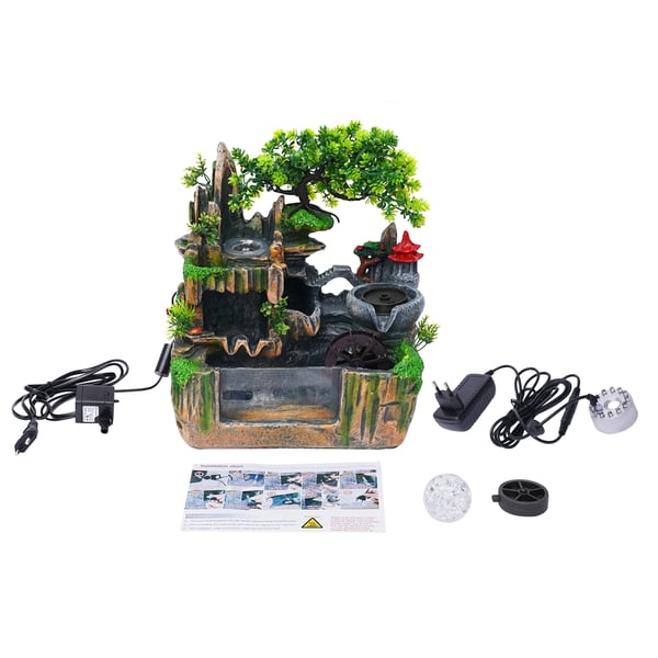 Pöytäsuihkulähde - Mini Zen Vesilähde - Kivimaisema - Sumukone - LED-valo - Hartsi - 18 x 30 x 33 cm - Monivärinen