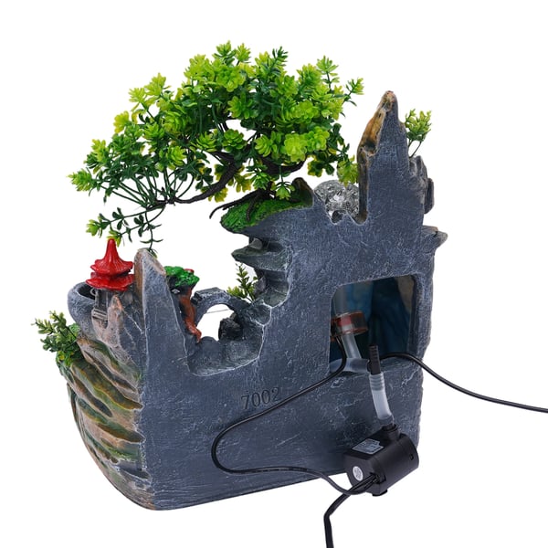 Pöytäsuihkulähde - Mini Zen Vesilähde - Kivimaisema - Sumukone - LED-valo - Hartsi - 18 x 30 x 33 cm - Monivärinen